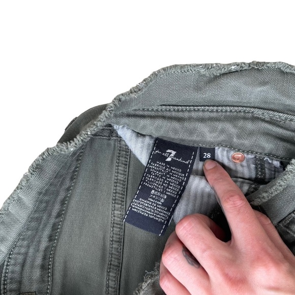 7 For All Mankind Women’s Green Denim High Waisted Skinny Jeans - Picture 5 of 9